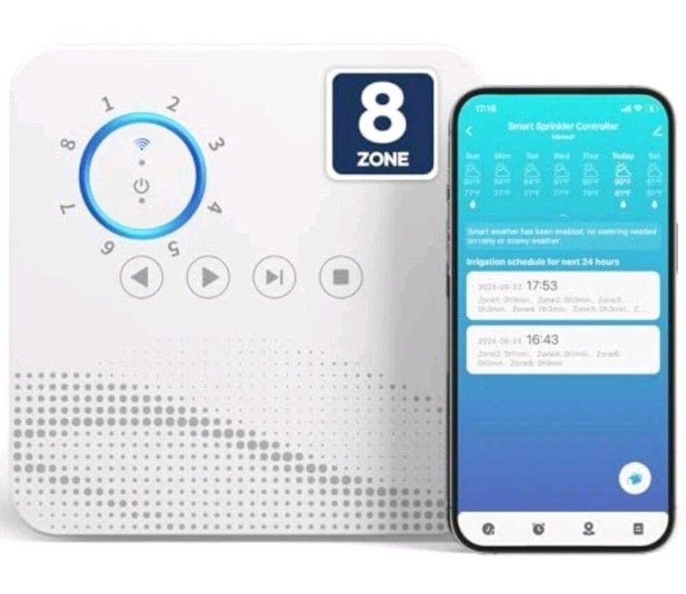 Tolviviov Smart Sprinkler Controller WiFi External Antenna Strong Signal 8-Zones